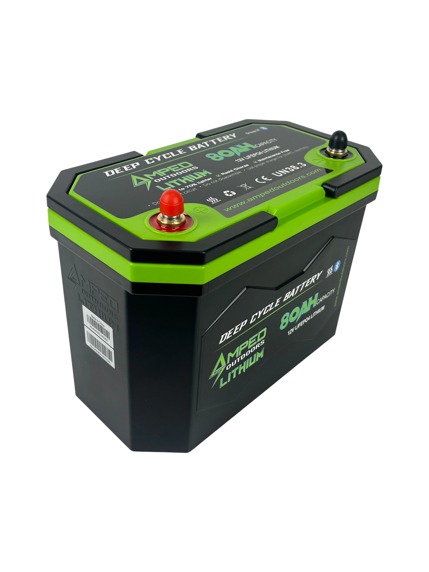 AMPED OUTDOORS 80Ah Lithium Battery (LiFePO4) 12.8V - Bluetooth - IP67 Waterproof - Heated