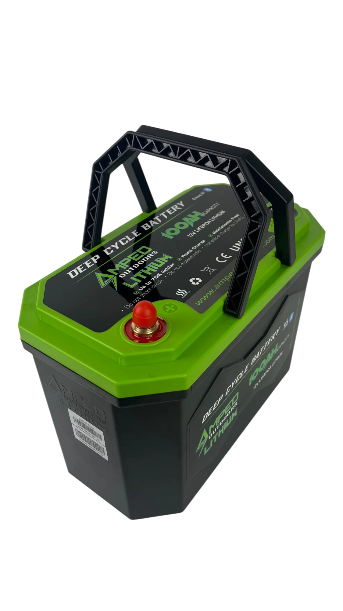 AMPED OUTDOORS 100Ah Lithium Battery (LiFePO4) 12.8V - Bluetooth - IP67 Waterproof - Heated