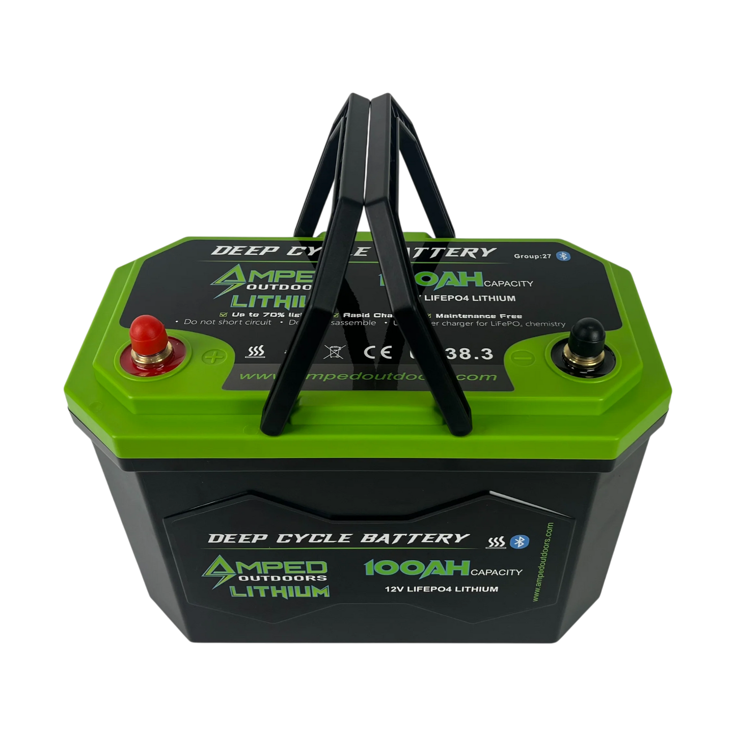 AMPED OUTDOORS 100Ah Lithium Battery (LiFePO4) 12.8V - Bluetooth - IP67 Waterproof - Heated