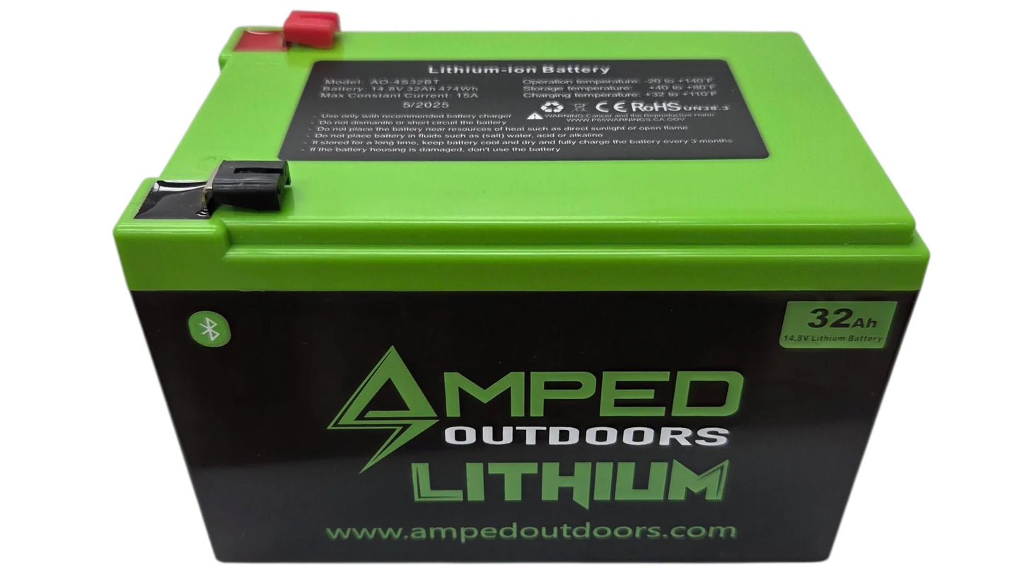 AMPED OUTDOORS 32Ah Lithium Battery (14.8V NMC) with Charger (Bluetooth)