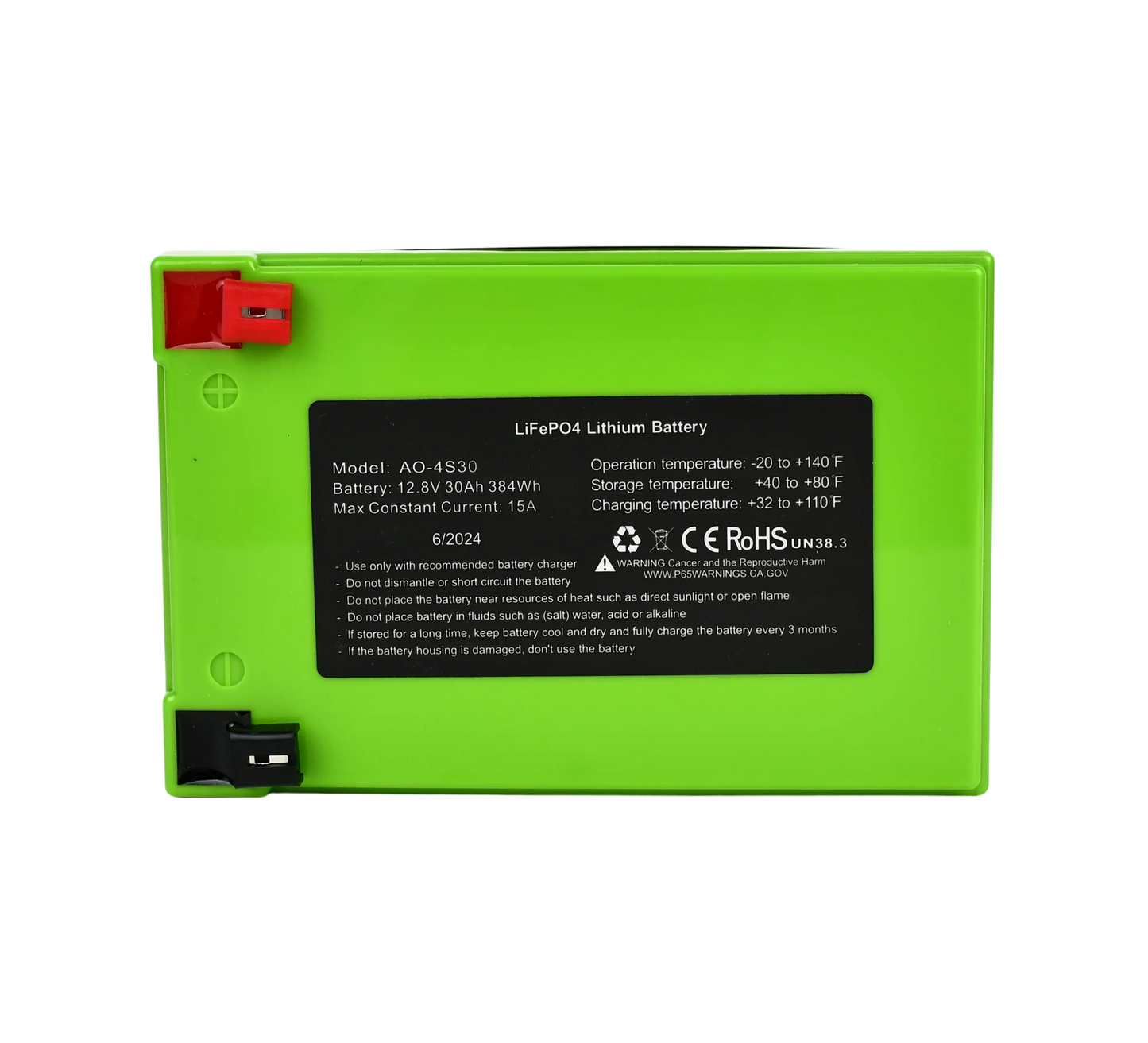 AMPED OUTDOORS 30Ah Lithium Battery (LiFePO4) Wide & 3A Charger