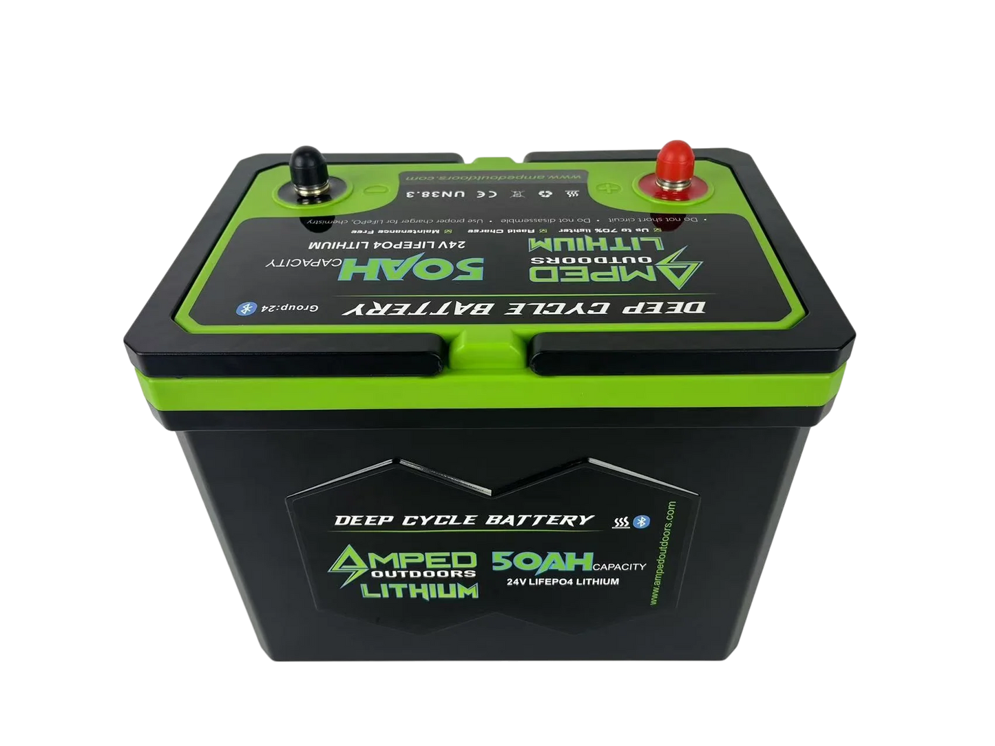 AMPED OUTDOORS 24V 50Ah Trolling Motor Lithium Battery (LiFePO4) - Bluetooth - Heated