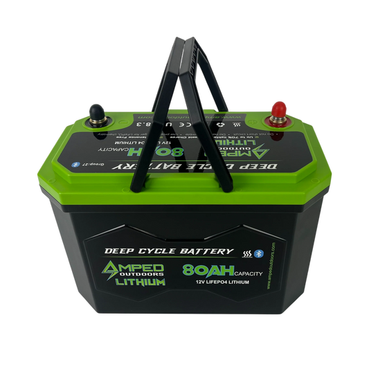 AMPED OUTDOORS 80Ah Lithium Battery (LiFePO4) 12.8V - Bluetooth - IP67 Waterproof - Heated