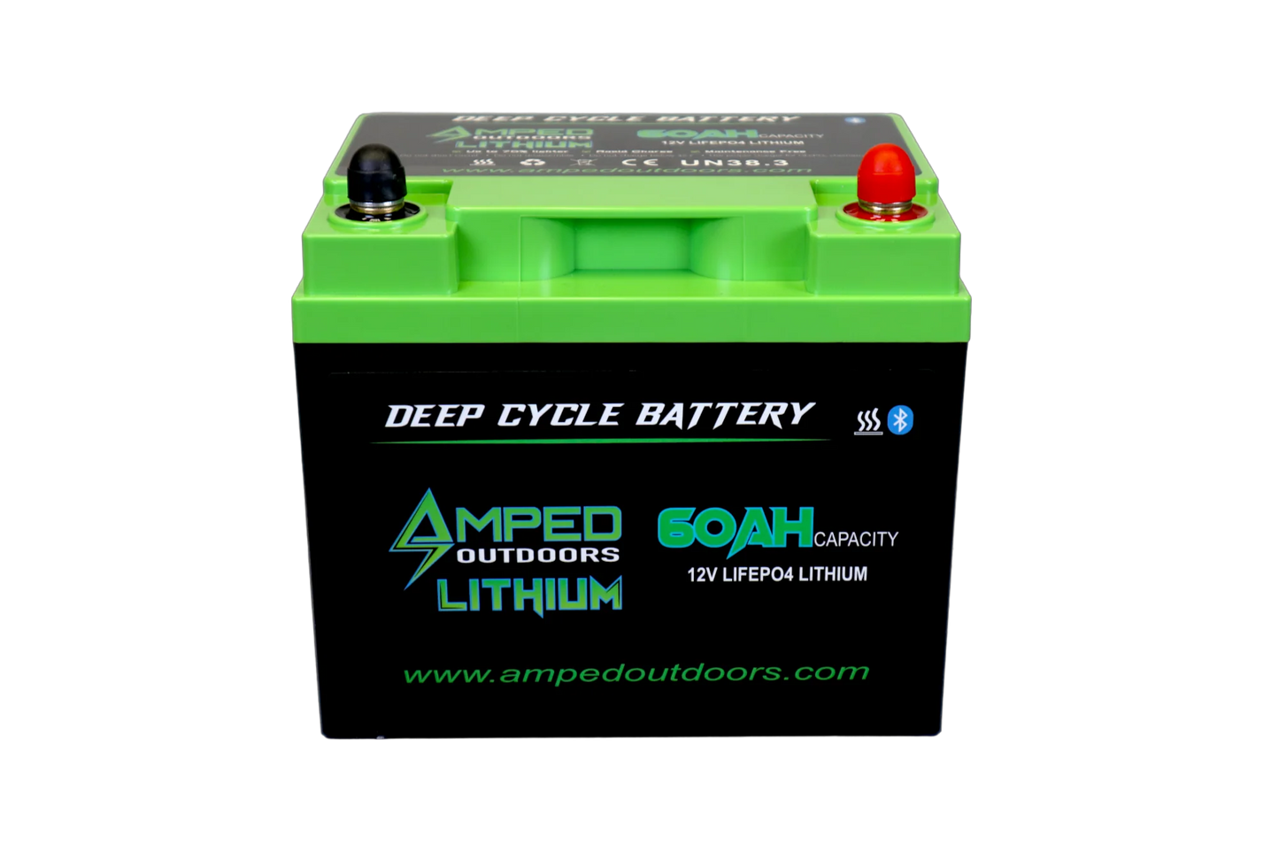 AMPED OUTDOORS 60Ah Lithium Battery (LiFePO4) 12.8V - Bluetooth - Heated