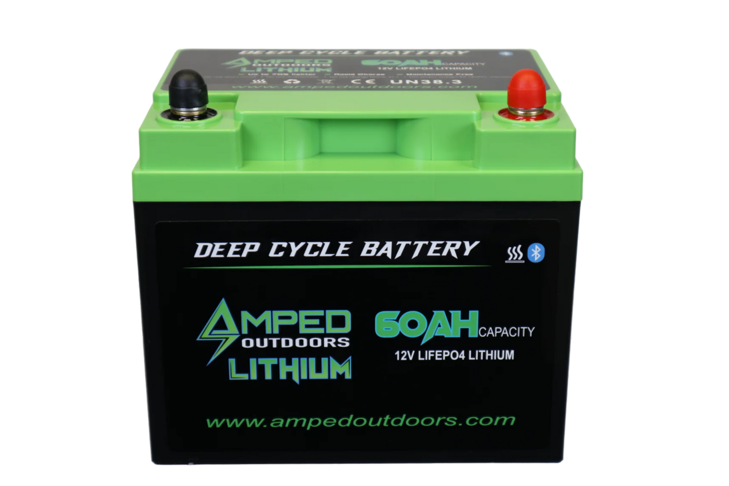 AMPED OUTDOORS 60Ah Lithium Battery (LiFePO4) 12.8V - Bluetooth - Heated