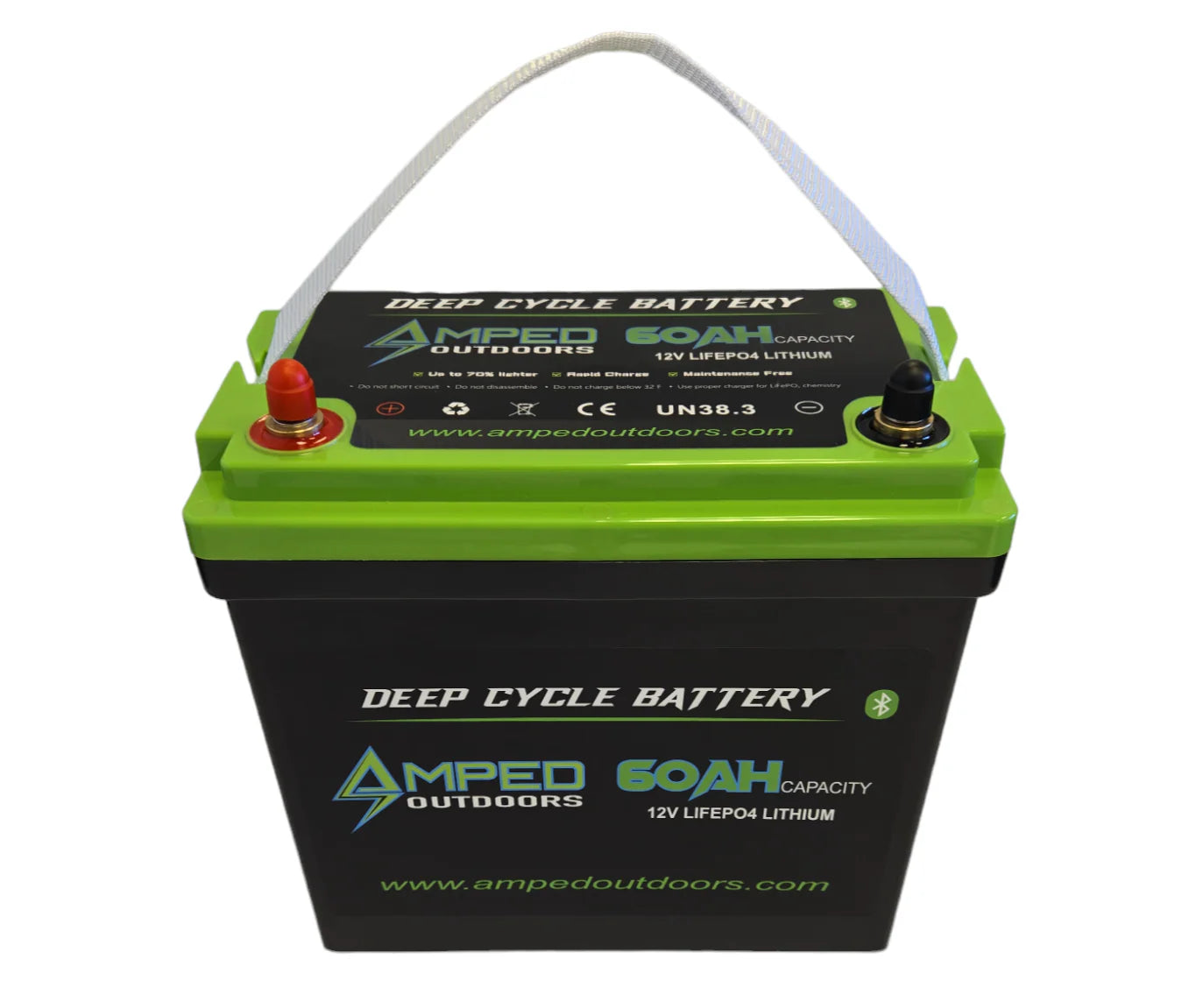 AMPED OUTDOORS 60Ah Lithium (LiFePO4) 12.8V Battery- Bluetooth - IP67 Waterproof - Kayak Edition