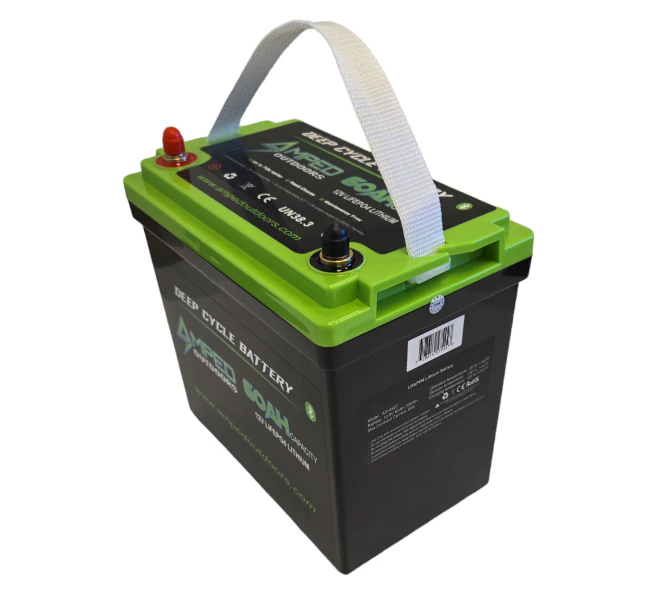 AMPED OUTDOORS 60Ah Lithium (LiFePO4) 12.8V Battery- Bluetooth - IP67 Waterproof - Kayak Edition